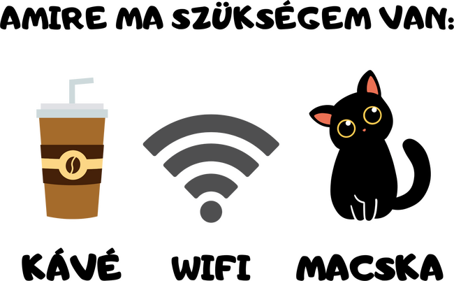 Amire ma szükségem van: kávé, wifi, macska
