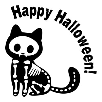 Happy Halloween csontvázas cica